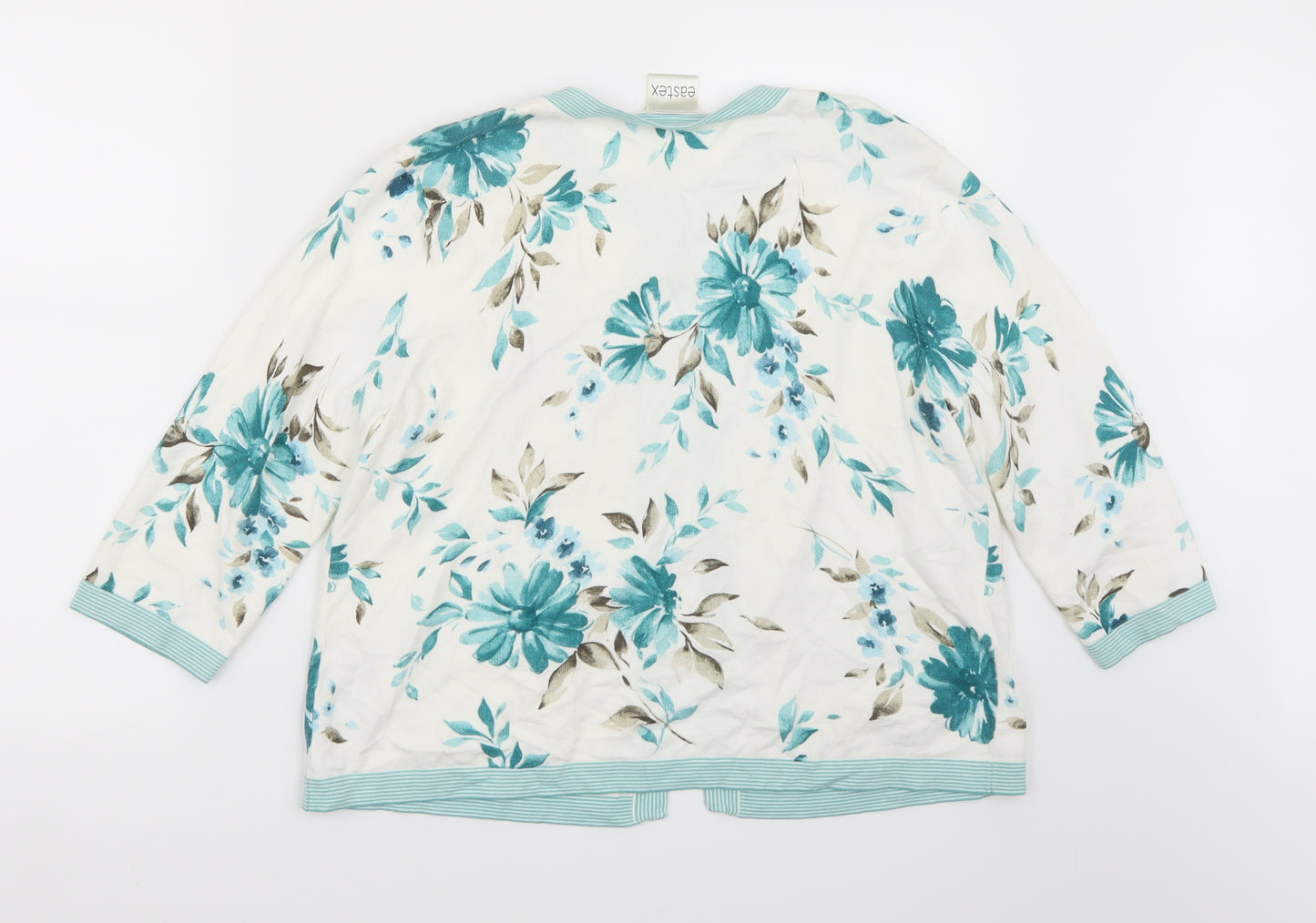 Eastex Womens White Floral  Cardigan Jumper Size 14