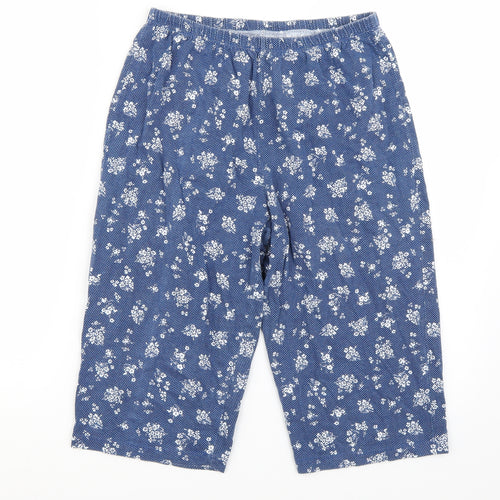 Estilo Womens Blue Floral  Cropped Trousers Size M