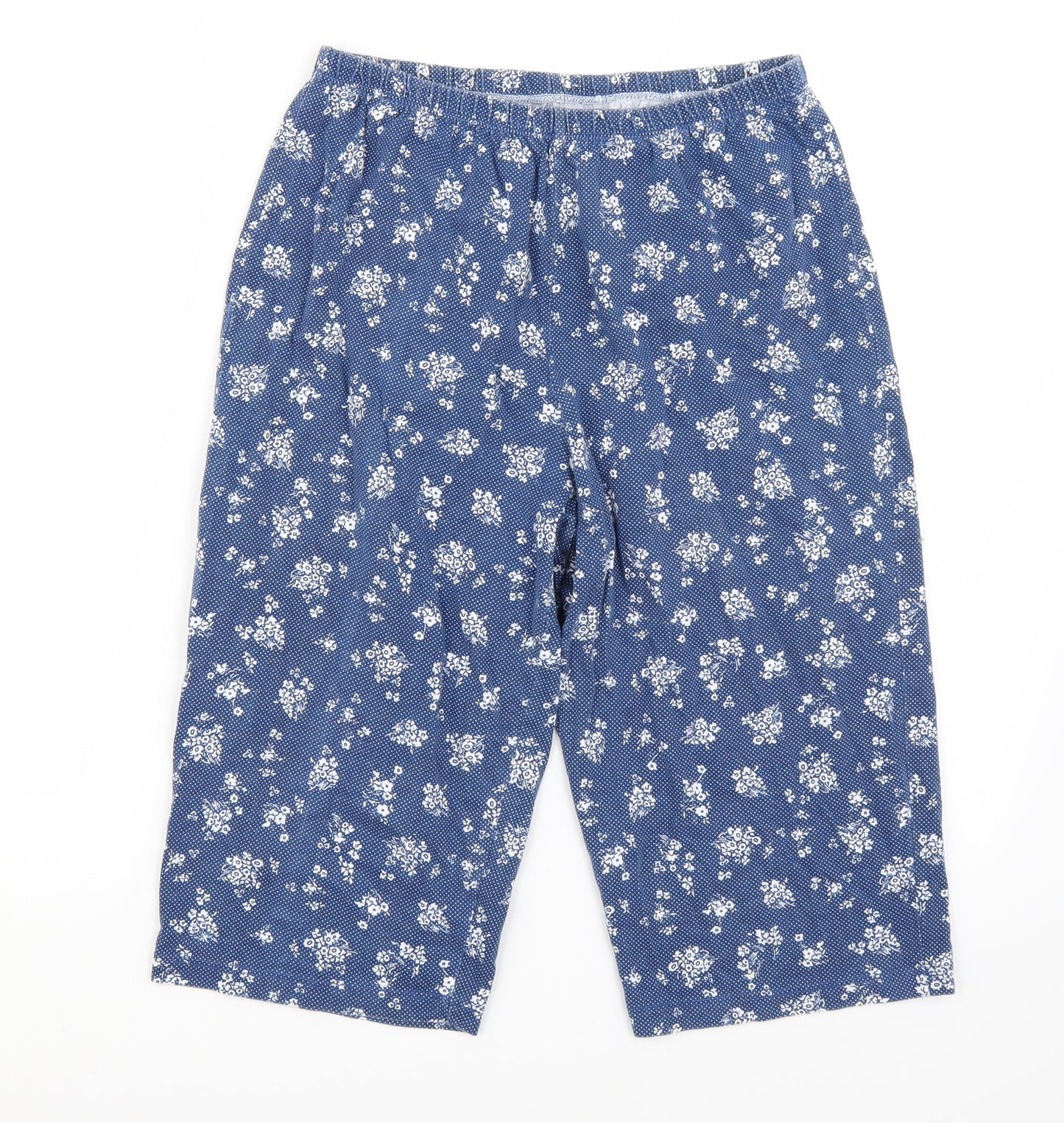 Estilo Womens Blue Floral  Cropped Trousers Size M