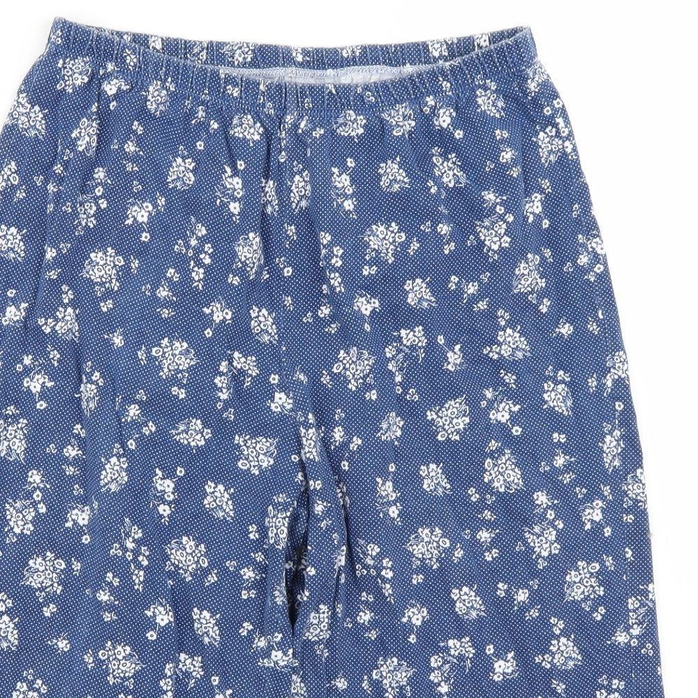 Estilo Womens Blue Floral  Cropped Trousers Size M
