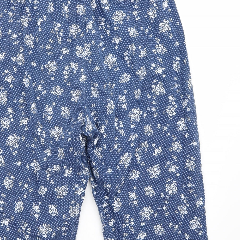 Estilo Womens Blue Floral  Cropped Trousers Size M