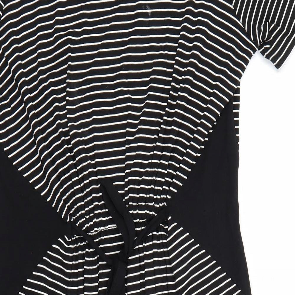 NEXT Womens Black Striped Rayon A-Line  Size 14