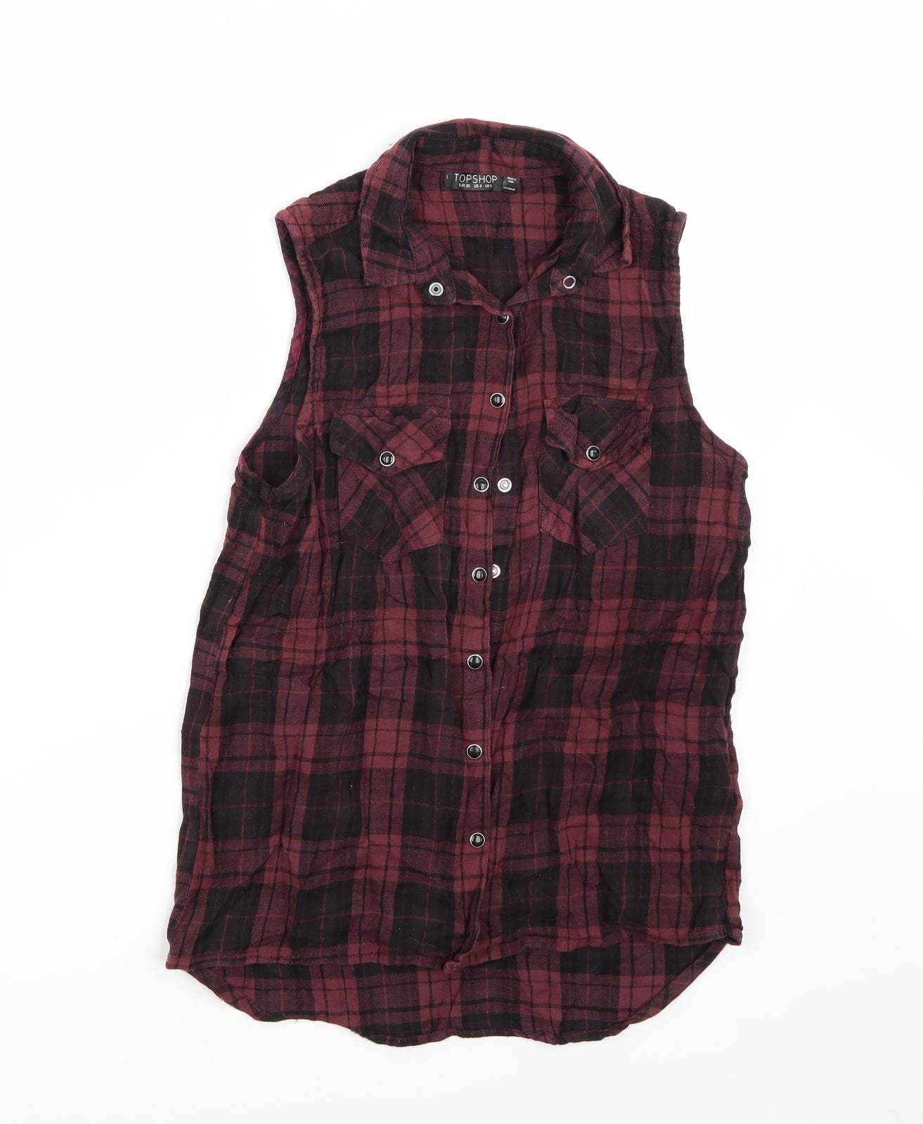Topshop Womens Purple Check  Basic Blouse Size 8