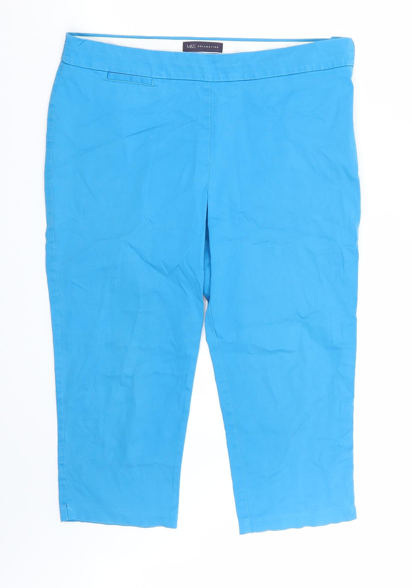 Marks and Spencer Womens Blue   Cropped Trousers Size 14