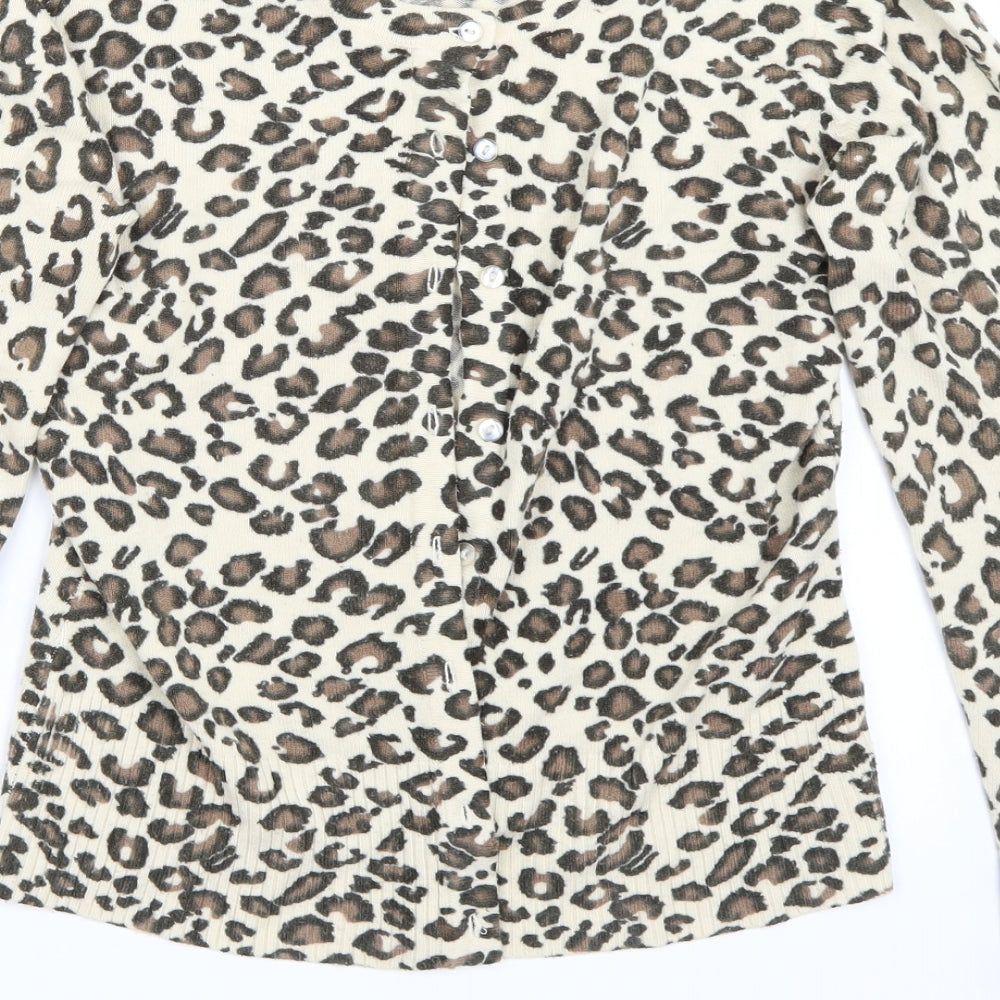 Primark Womens Beige Animal Print  Cardigan Jumper Size 12