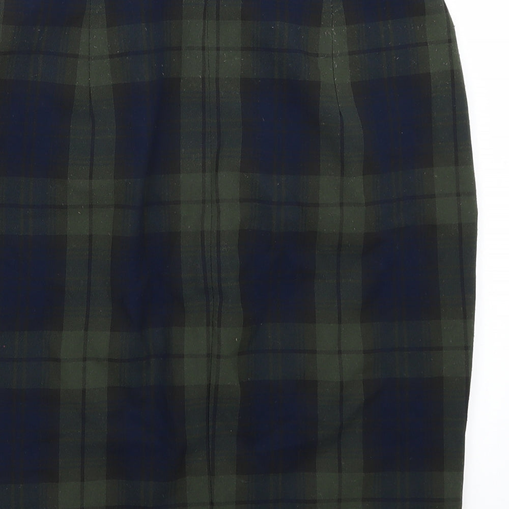 H&M Womens Green Check  A-Line Skirt Size 10