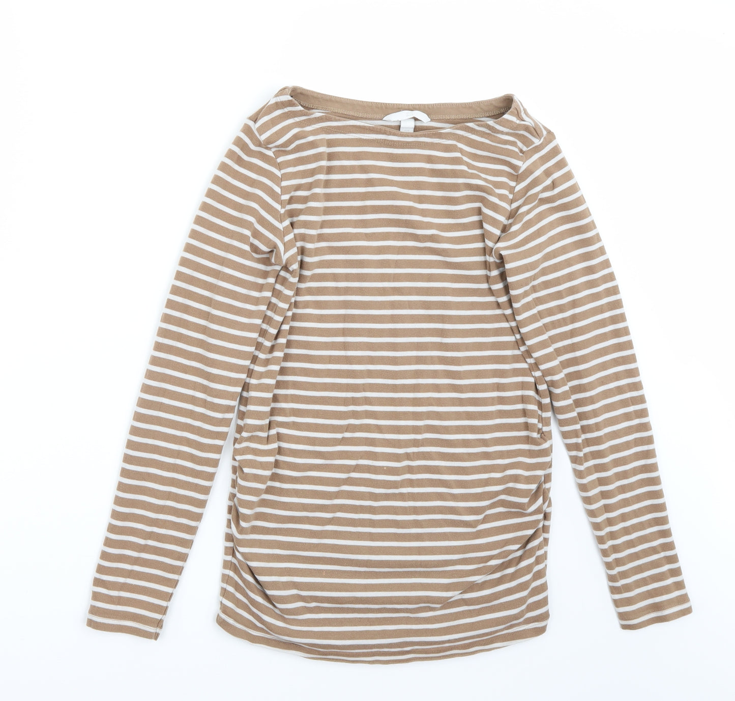 H&M Womens Brown Striped  Basic T-Shirt Size L