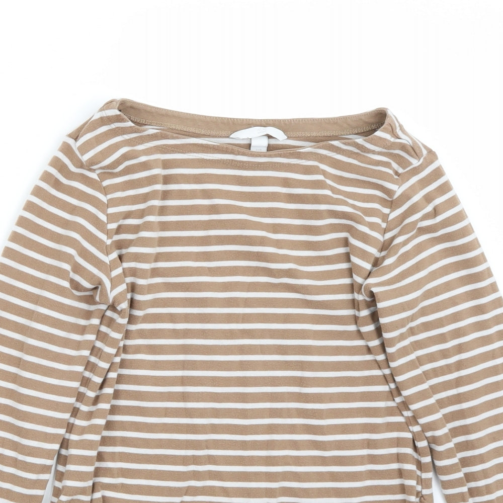 H&M Womens Brown Striped  Basic T-Shirt Size L