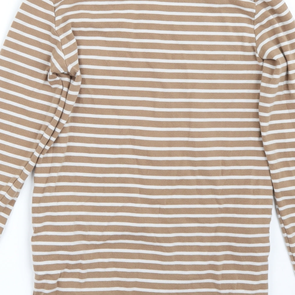 H&M Womens Brown Striped  Basic T-Shirt Size L