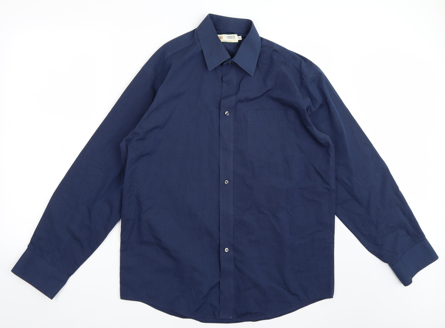 Marks Mens Blue    Button-Up Size 15.5