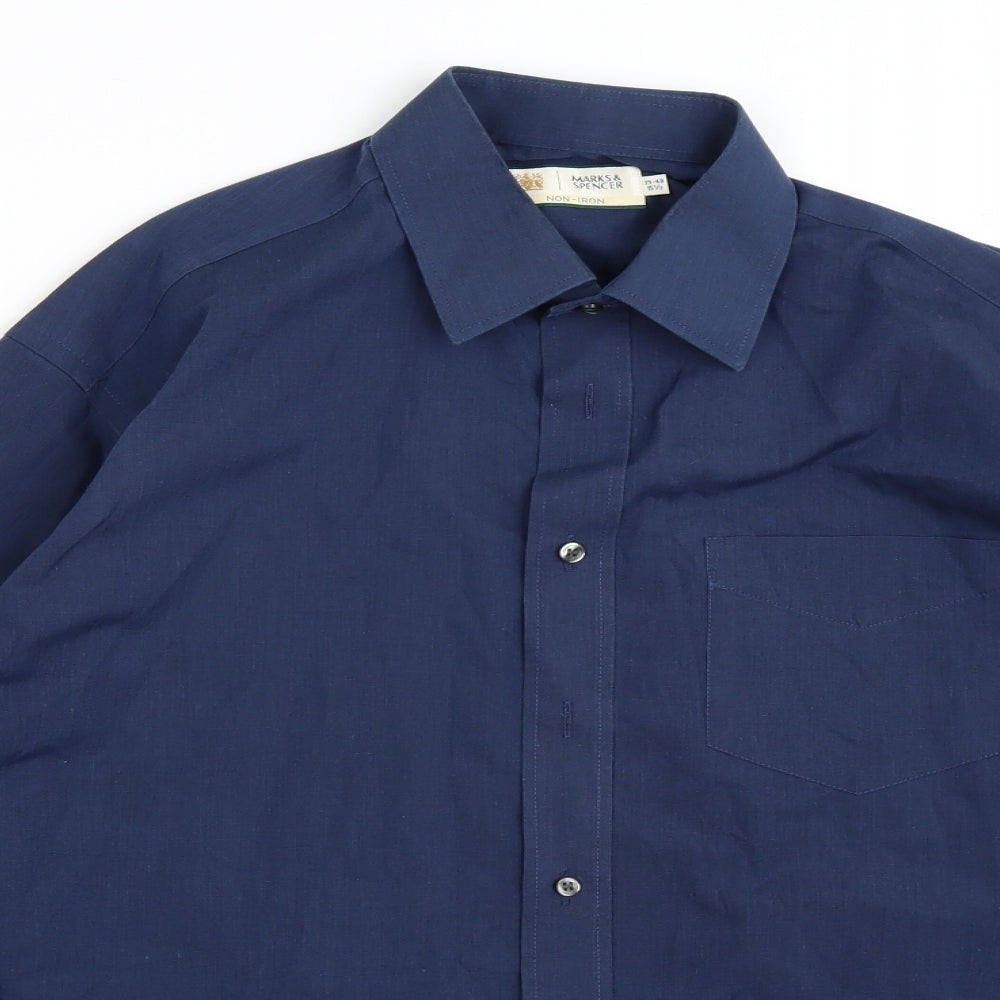 Marks Mens Blue    Button-Up Size 15.5