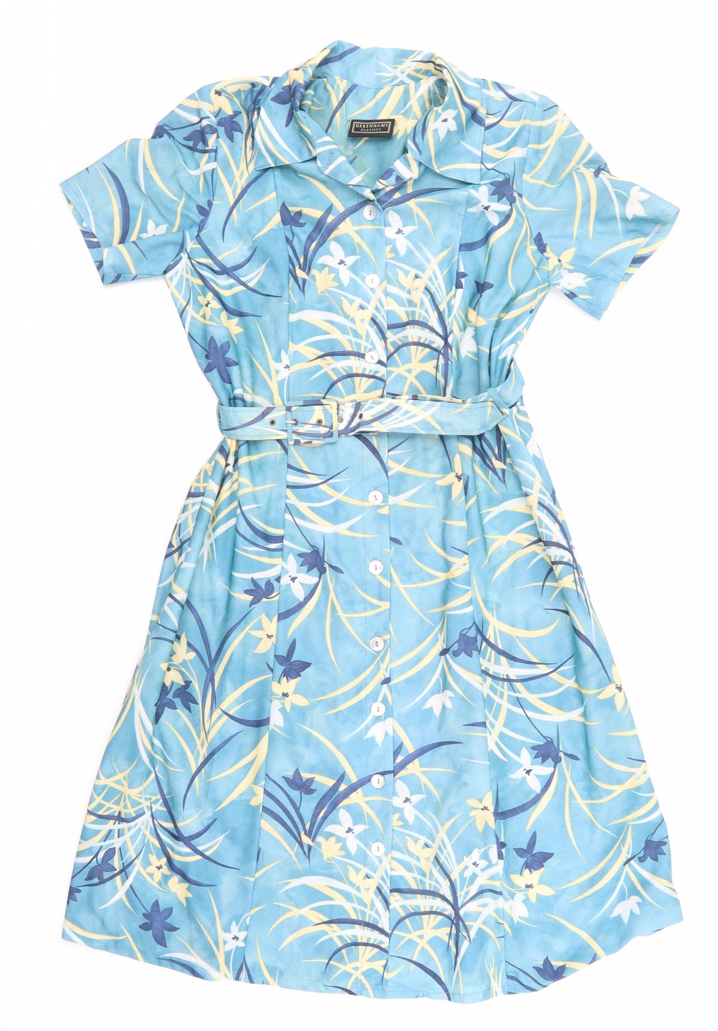 Debenhams Womens Blue Floral  Shirt Dress  Size 10