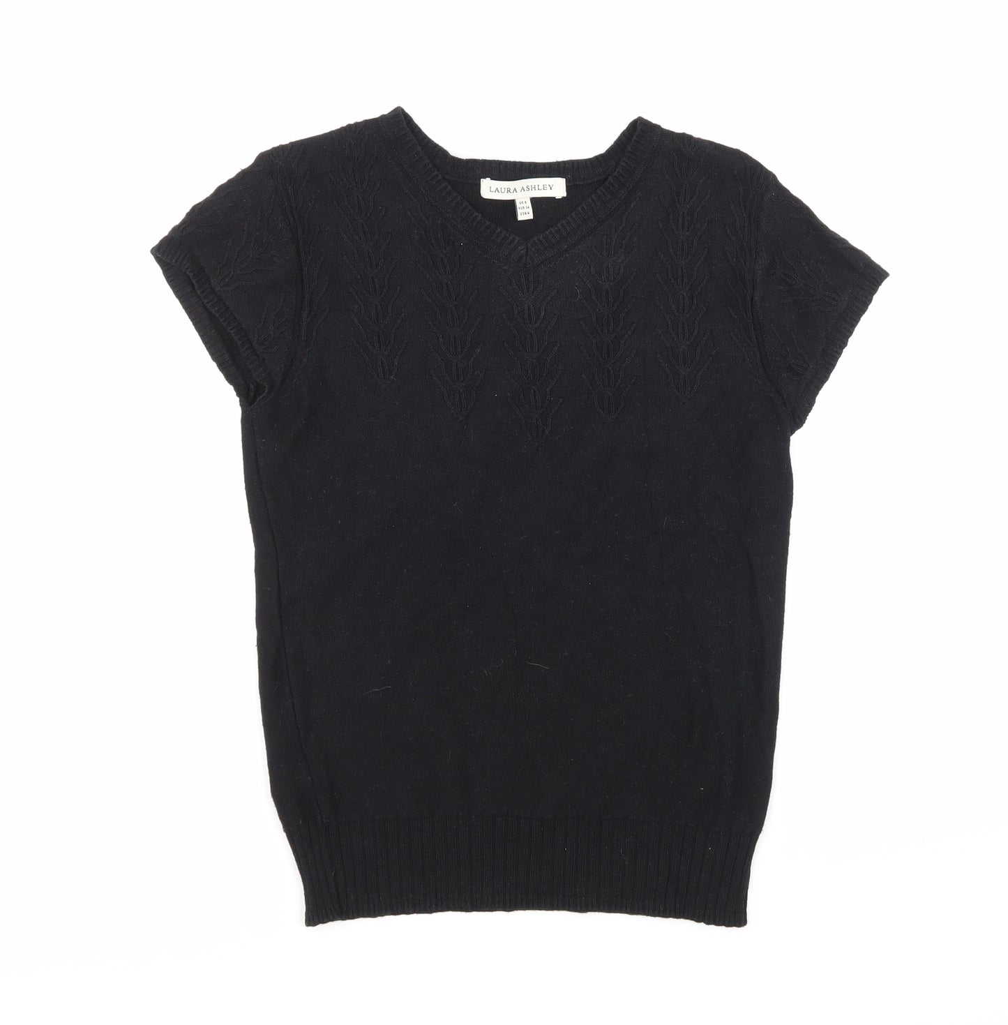Laura Ashley Womens Black  Knit Pullover Jumper Size 8