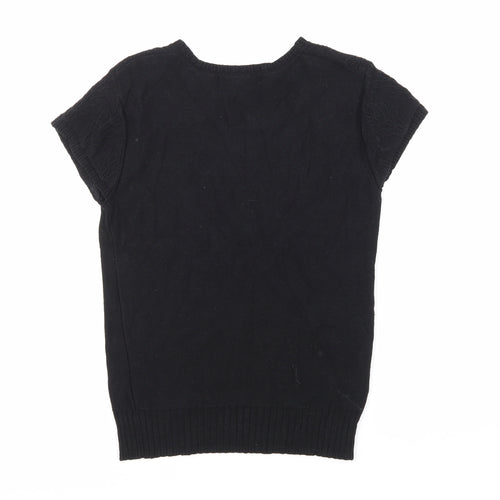Laura Ashley Womens Black  Knit Pullover Jumper Size 8