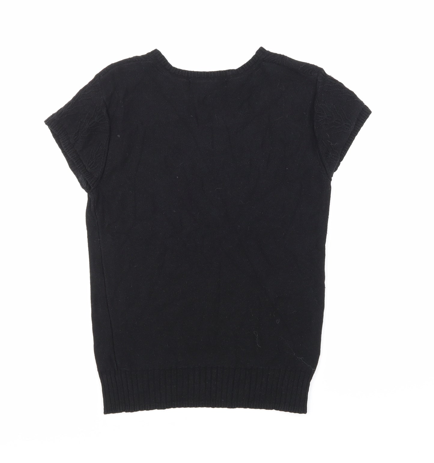 Laura Ashley Womens Black  Knit Pullover Jumper Size 8