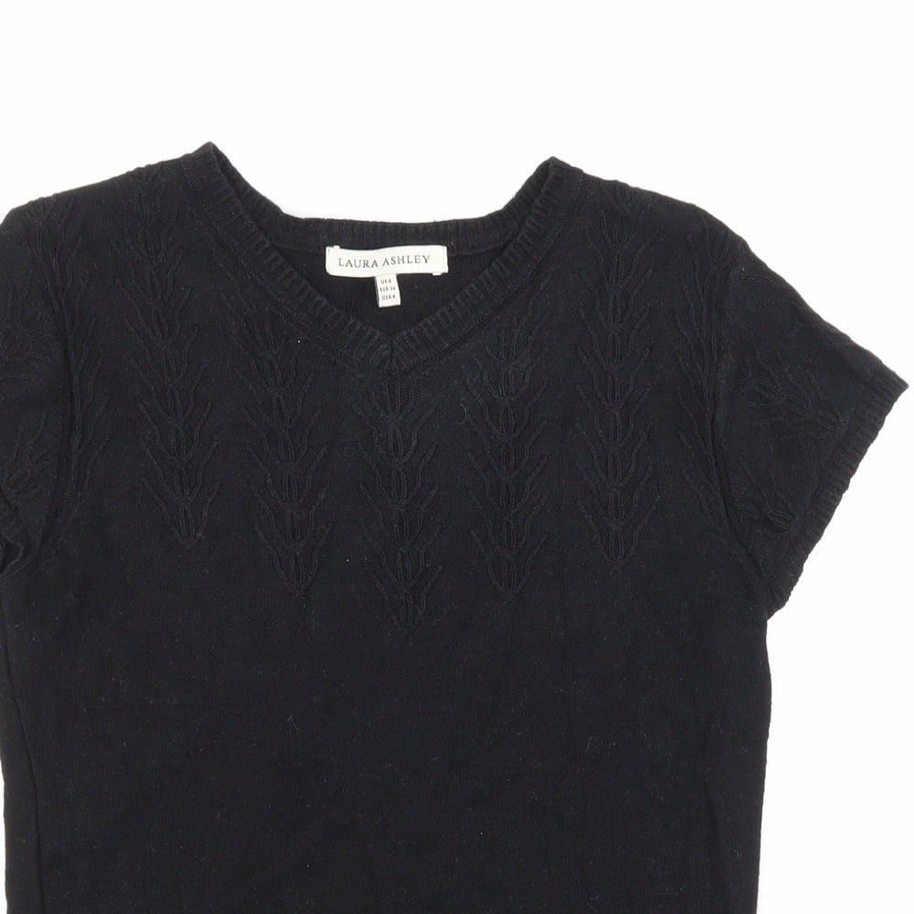 Laura Ashley Womens Black  Knit Pullover Jumper Size 8