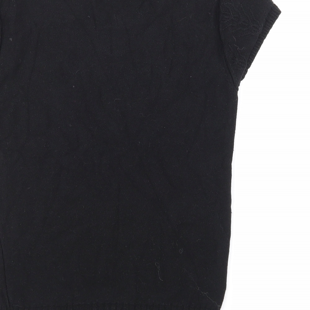 Laura Ashley Womens Black  Knit Pullover Jumper Size 8