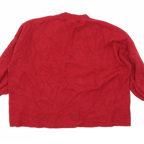 Mango Womens Red  Knit Pullover Jumper Size L