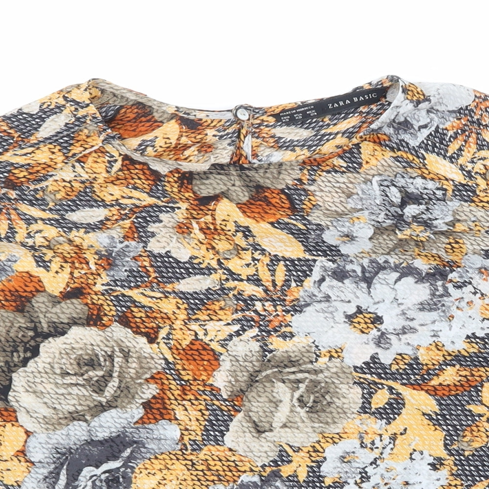 Zara Womens Multicoloured Floral  Basic Blouse Size XS
