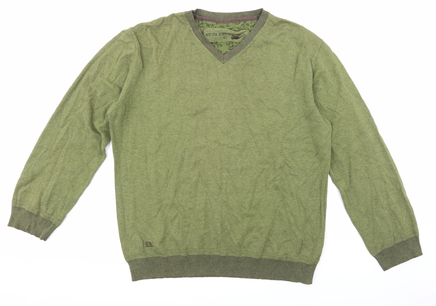Rocha John Rocha Mens Green  Knit Pullover Jumper Size XL