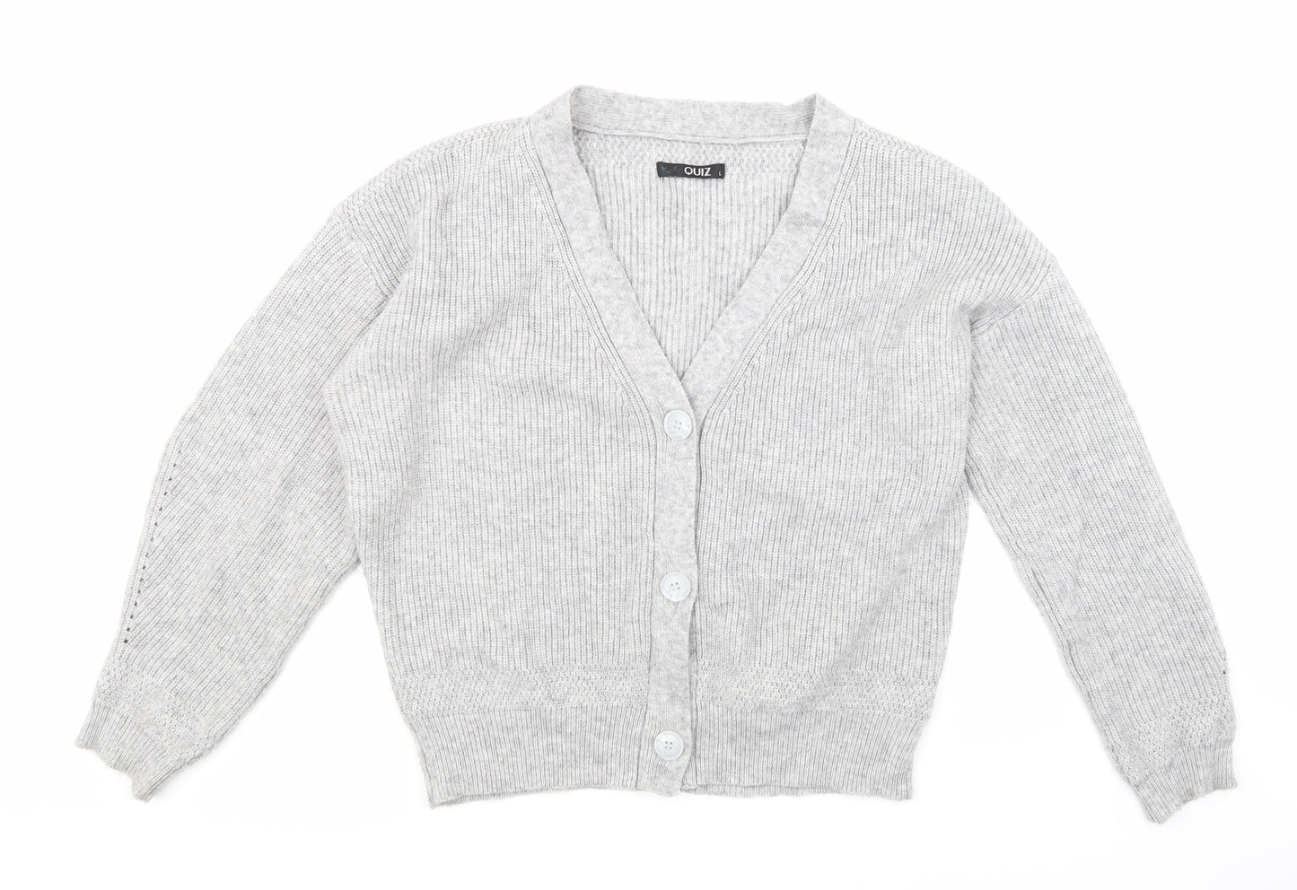 Quiz Womens Grey  Knit Cardigan Jumper Size L
