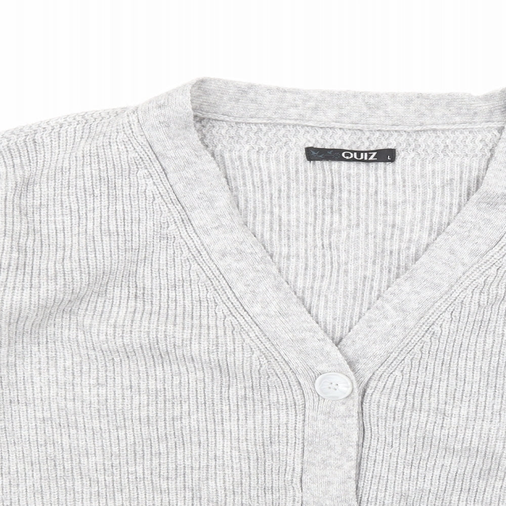 Quiz Womens Grey  Knit Cardigan Jumper Size L