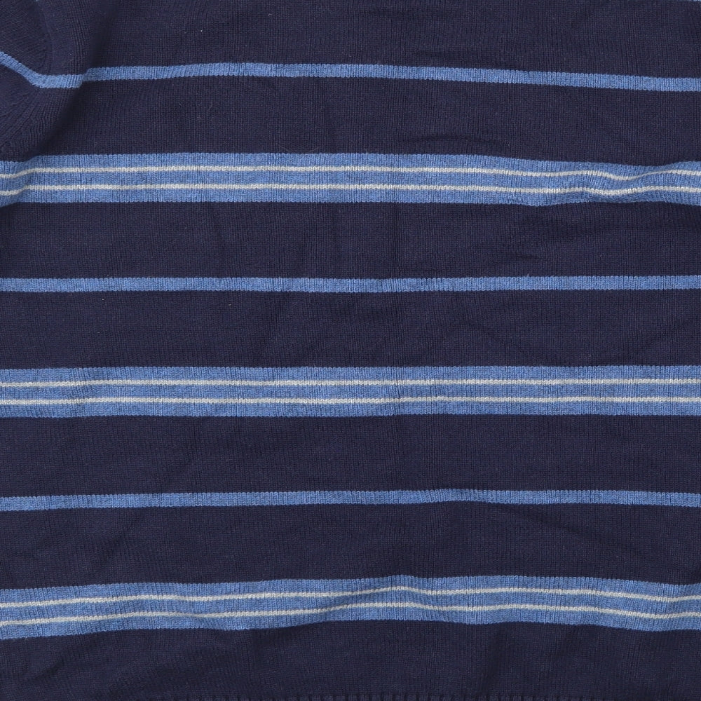 Maine Mens Blue Striped Knit Pullover Jumper Size L
