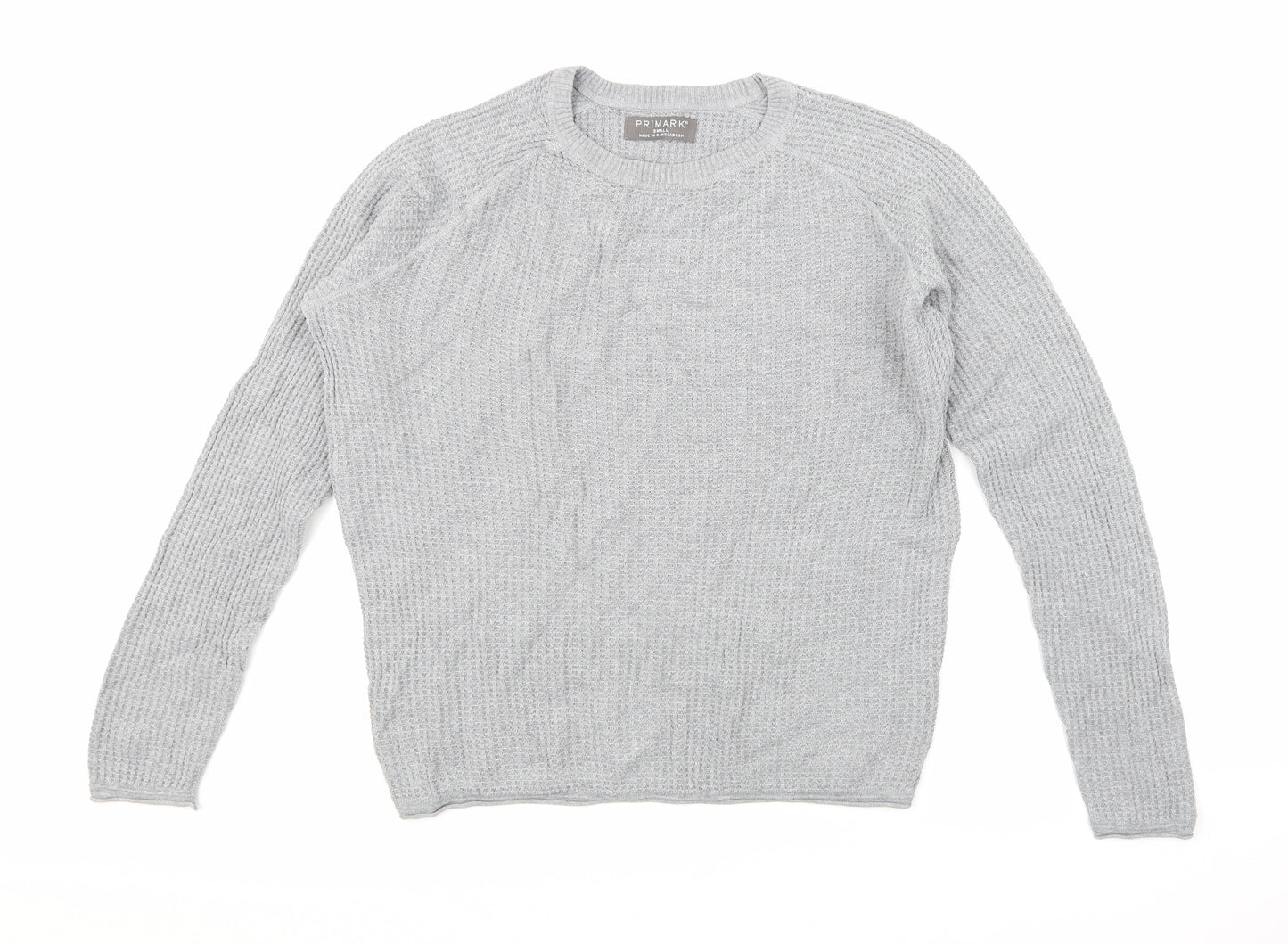 Primark Mens Grey  Knit Pullover Jumper Size S