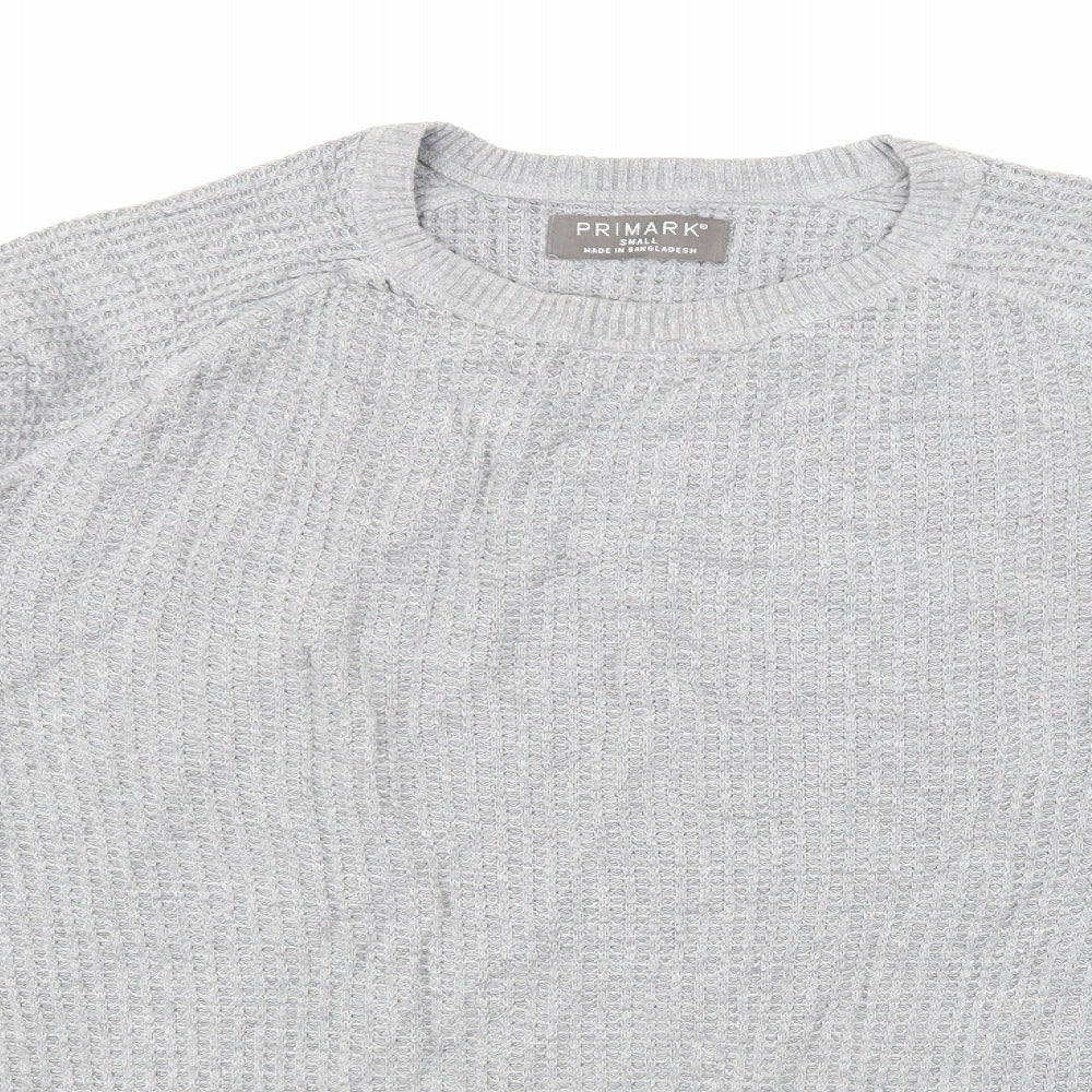 Primark Mens Grey  Knit Pullover Jumper Size S