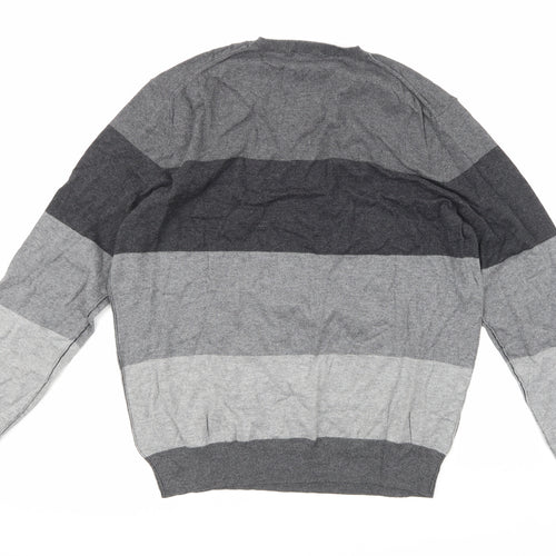 Gap Mens Grey Striped Knit Pullover Jumper Size L