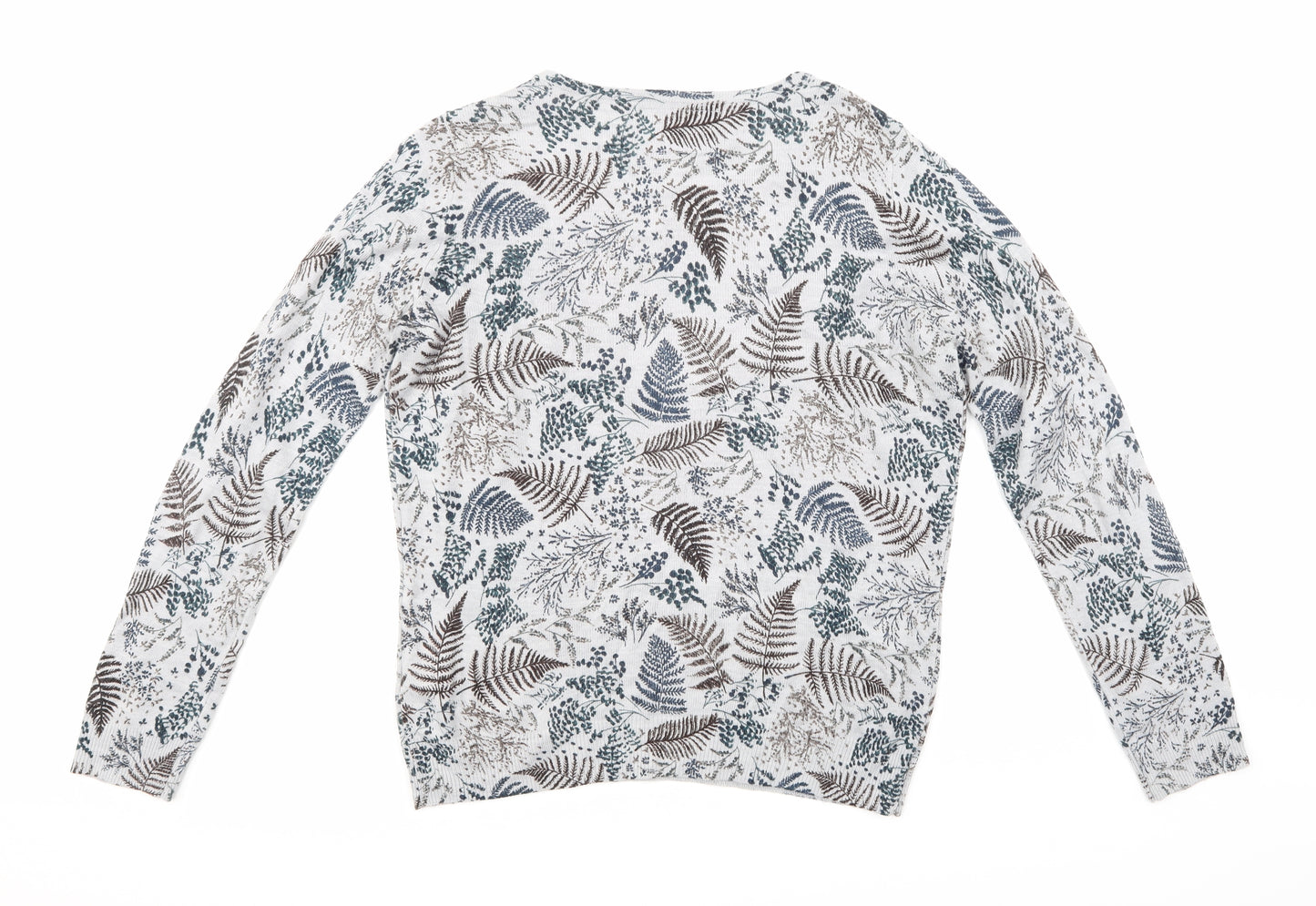 Maine Womens Grey Floral Knit Pullover Jumper Size 12