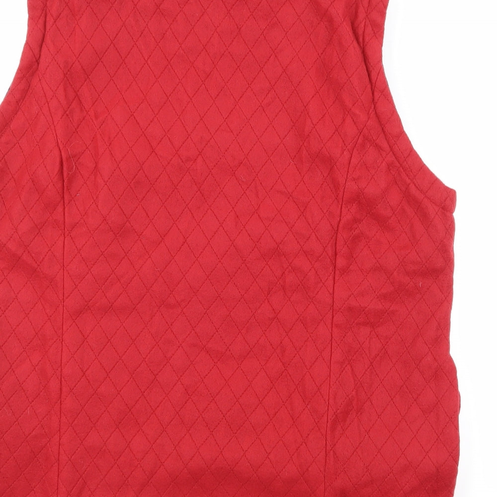 Anne De Lancay Womens Red  Fleece Gilet Coat Size L