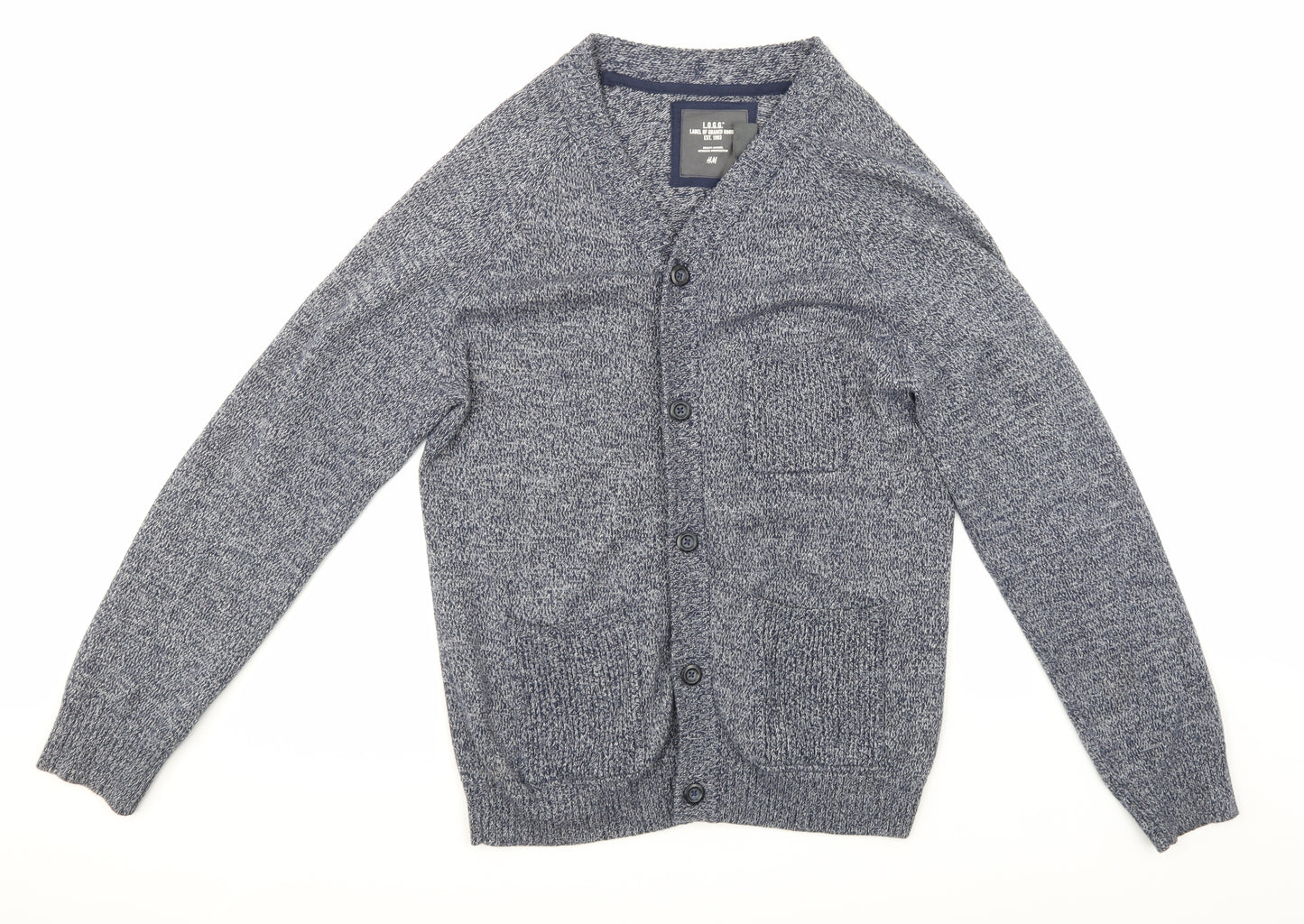 H&M Mens Blue  Knit Cardigan Jumper Size L