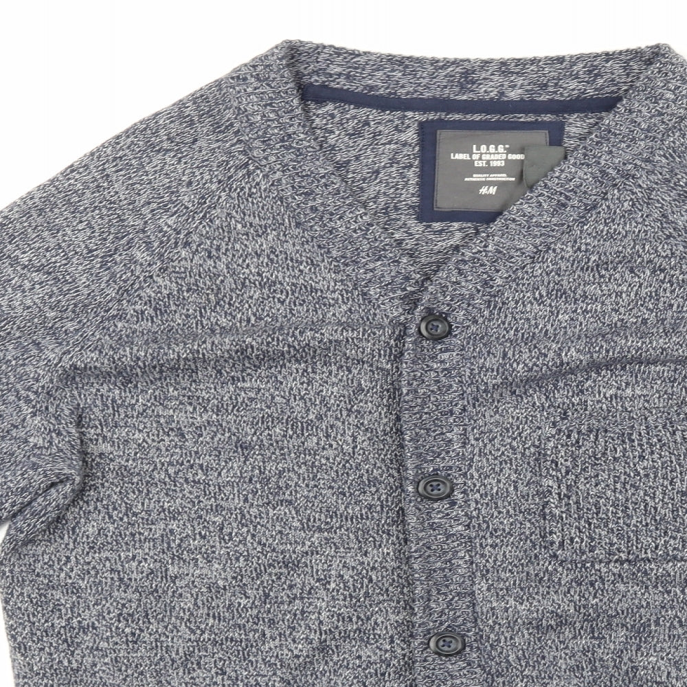 H&M Mens Blue  Knit Cardigan Jumper Size L