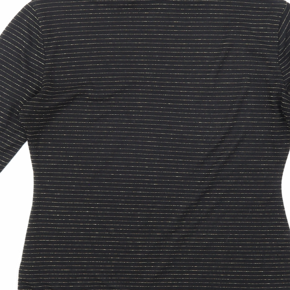 H&M Womens Black Striped  Basic T-Shirt Size M