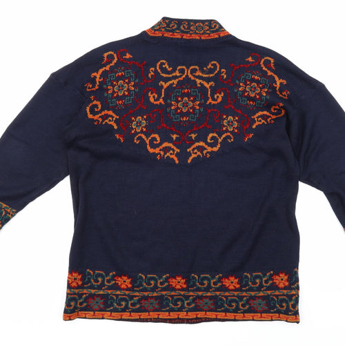 Marks and Spencer Womens Blue Floral Knit Pullover Jumper Size 16