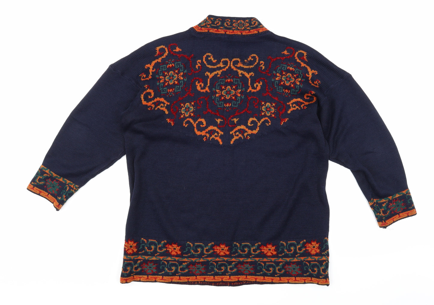 Marks and Spencer Womens Blue Floral Knit Pullover Jumper Size 16
