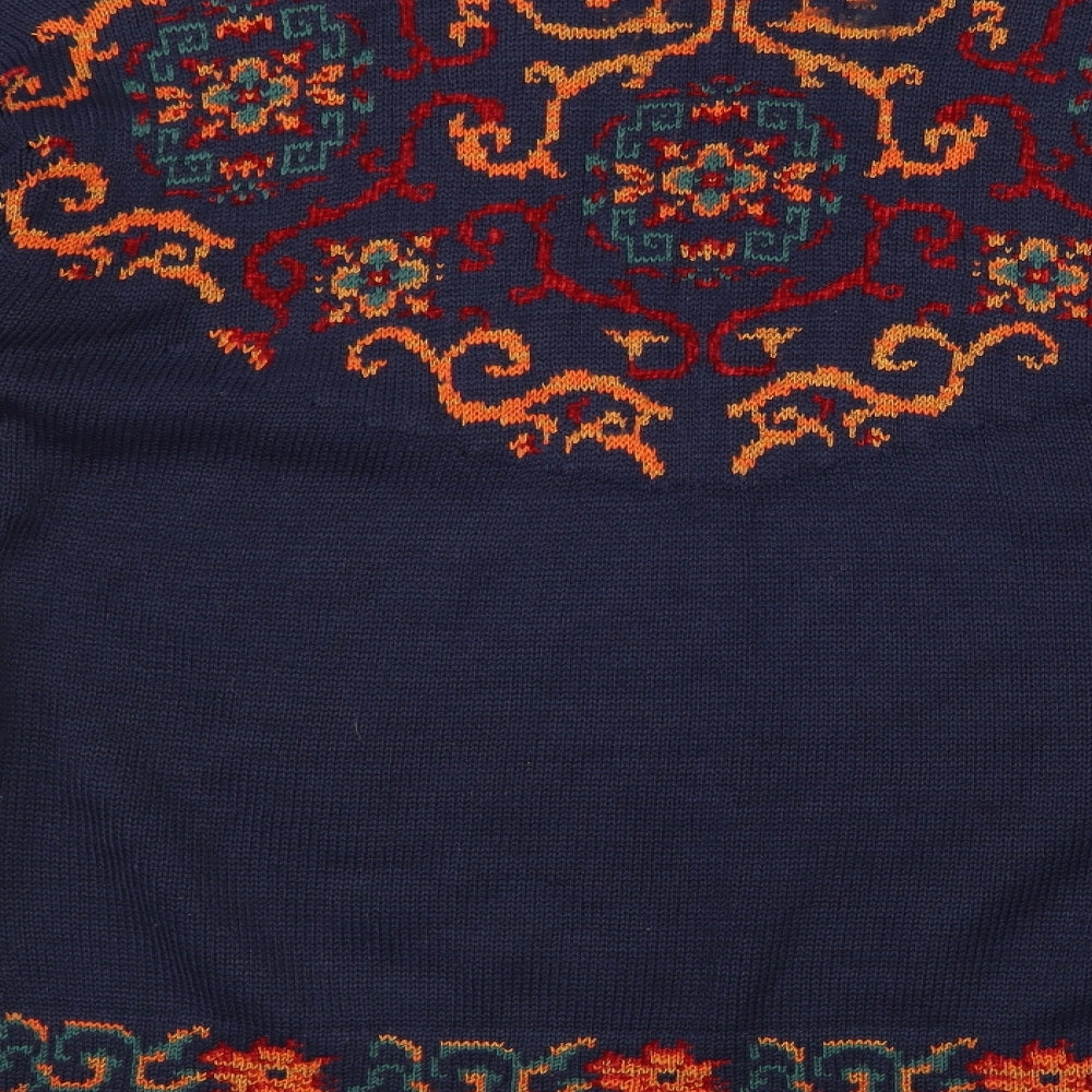 Marks and Spencer Womens Blue Floral Knit Pullover Jumper Size 16