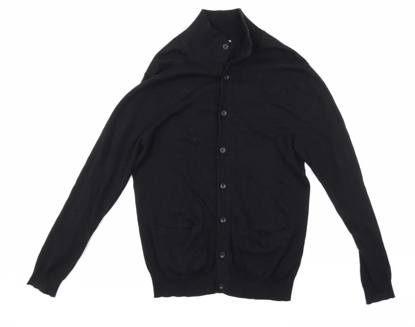 H&M Mens Black  Knit Cardigan Jumper Size M