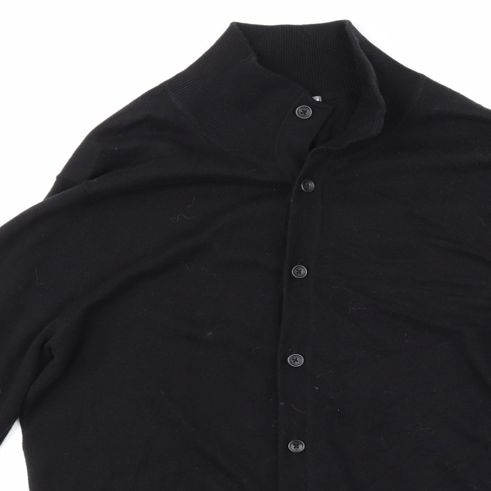 H&M Mens Black  Knit Cardigan Jumper Size M