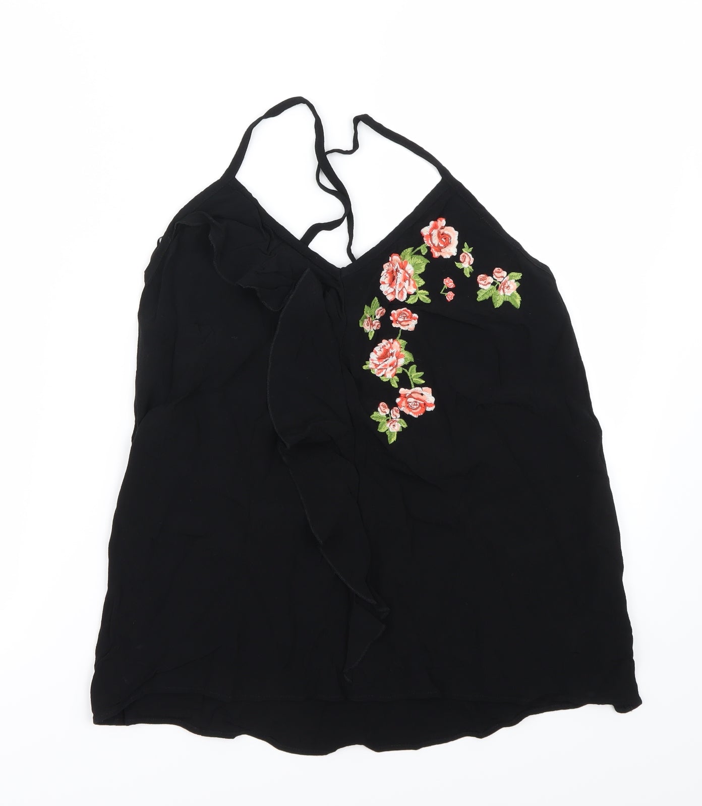 F&F Womens Black Floral  Basic Blouse Size 14