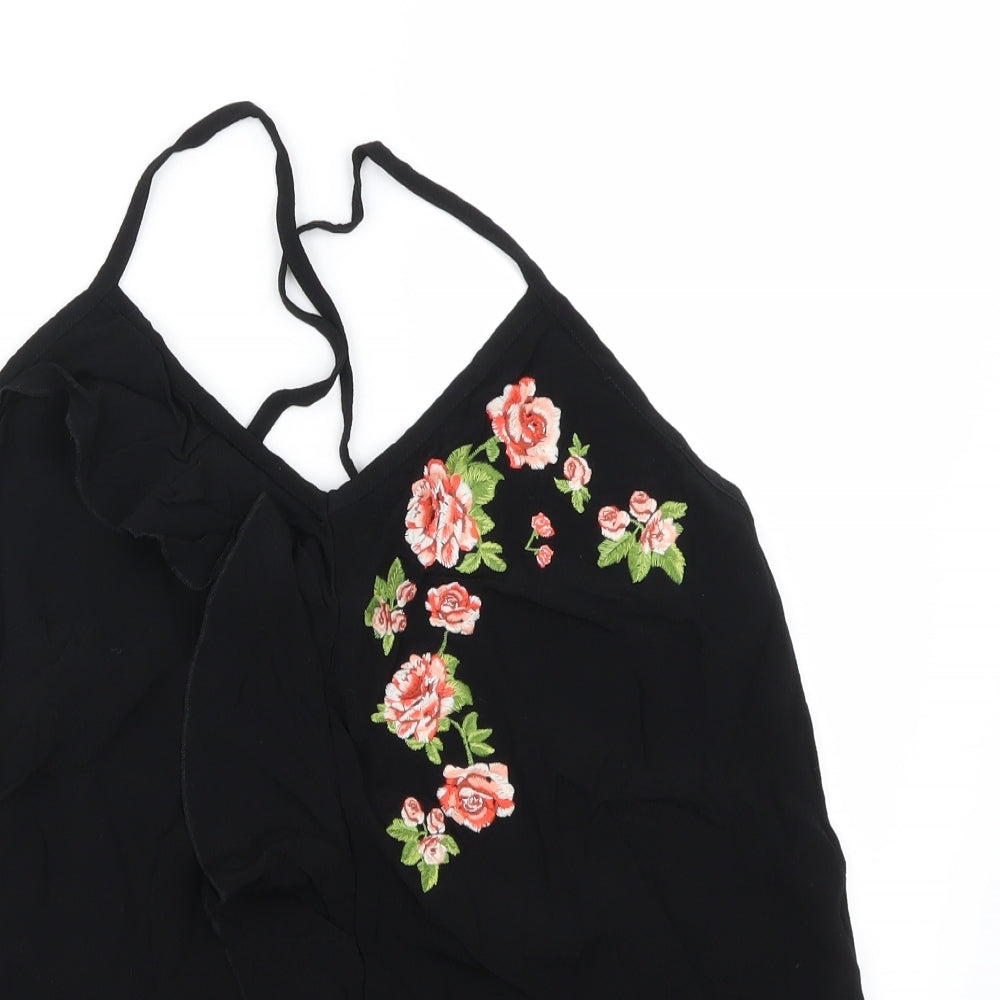F&F Womens Black Floral  Basic Blouse Size 14