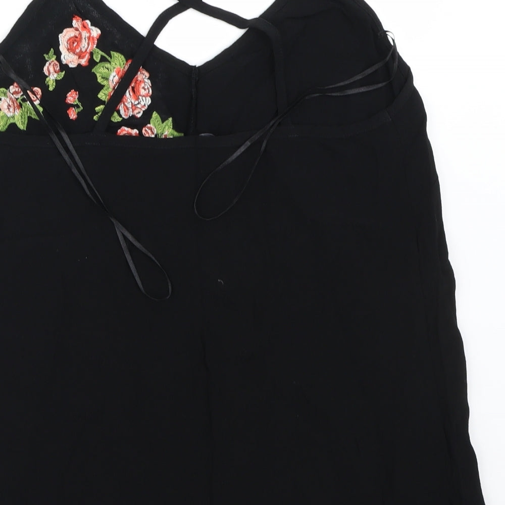 F&F Womens Black Floral  Basic Blouse Size 14
