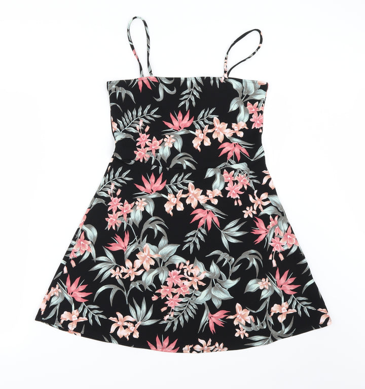 H&M Womens Black Floral  Basic Blouse Size 12
