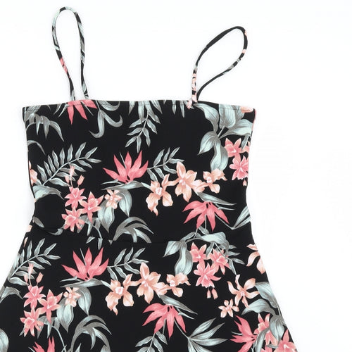 H&M Womens Black Floral  Basic Blouse Size 12