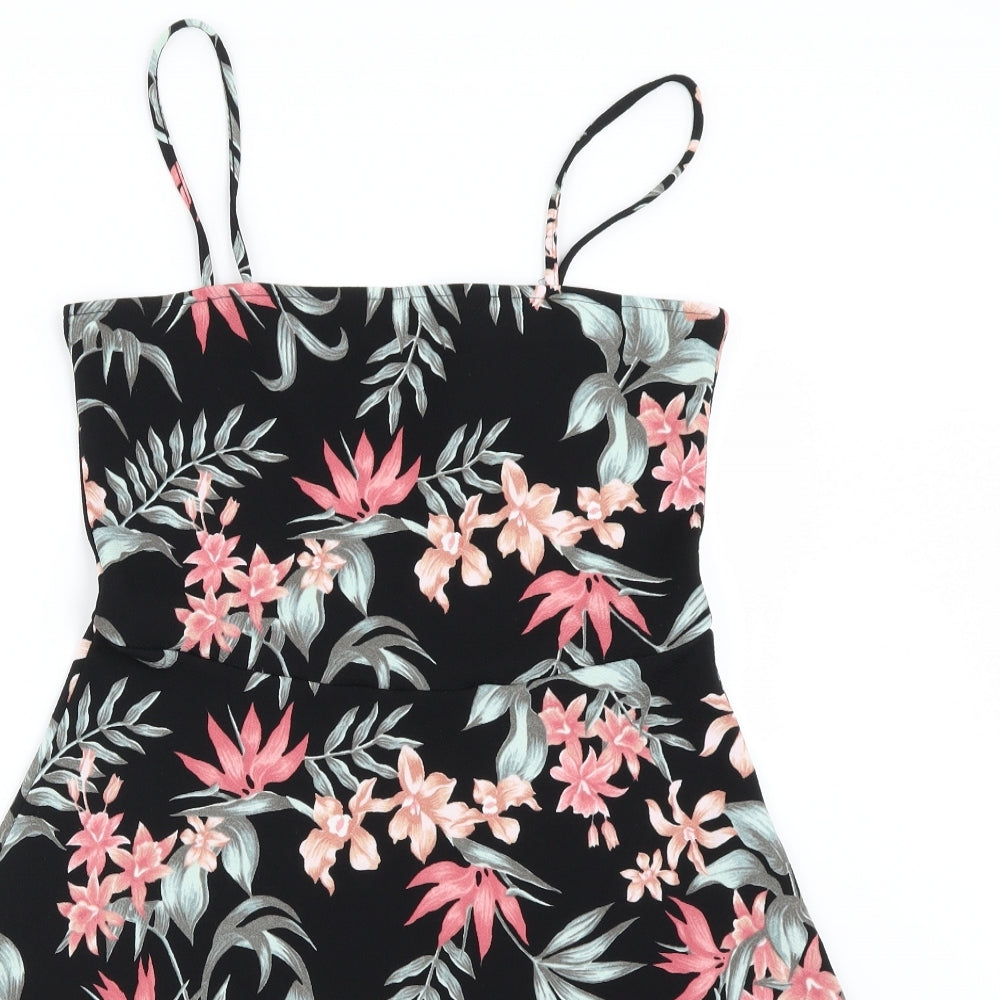 H&M Womens Black Floral  Basic Blouse Size 12