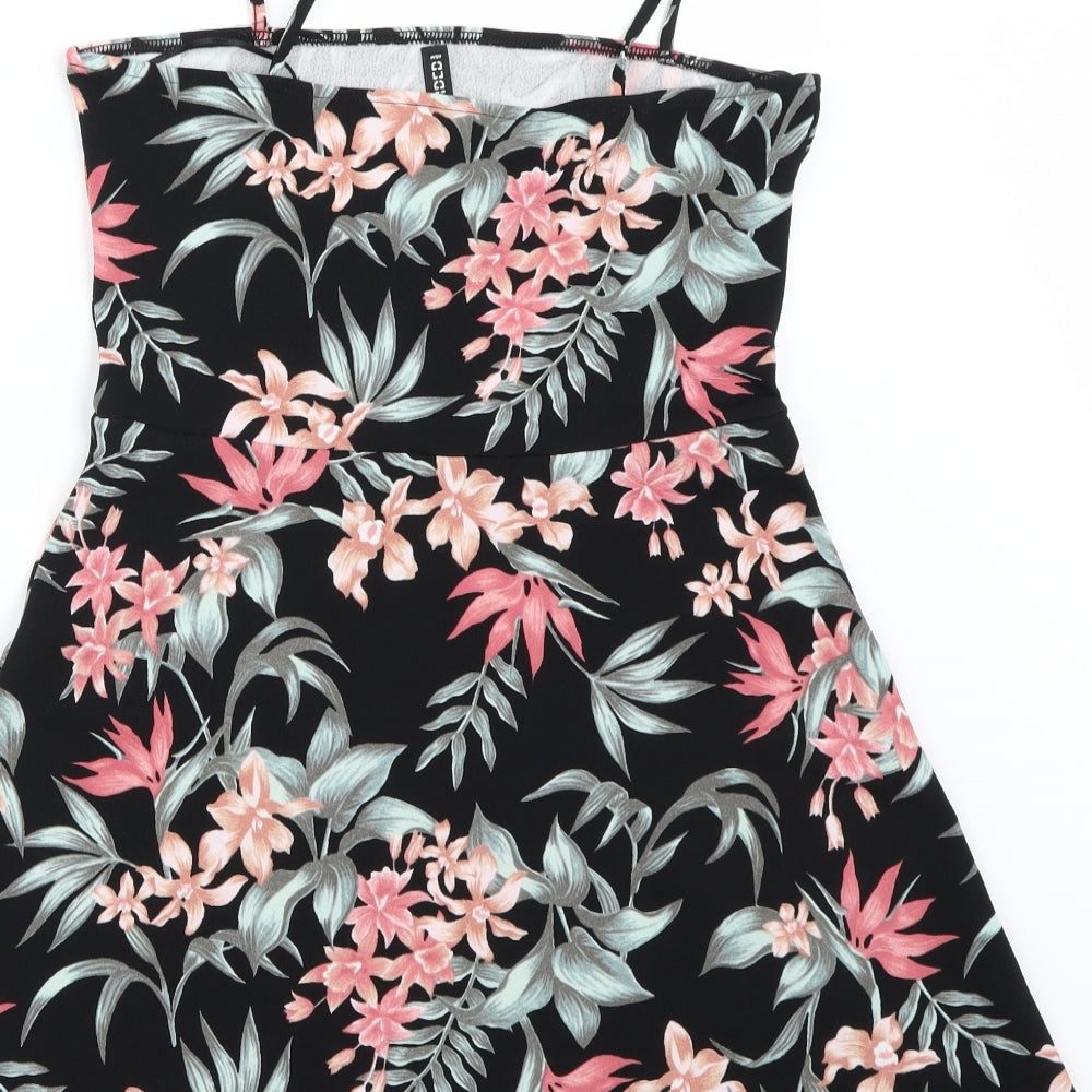 H&M Womens Black Floral  Basic Blouse Size 12