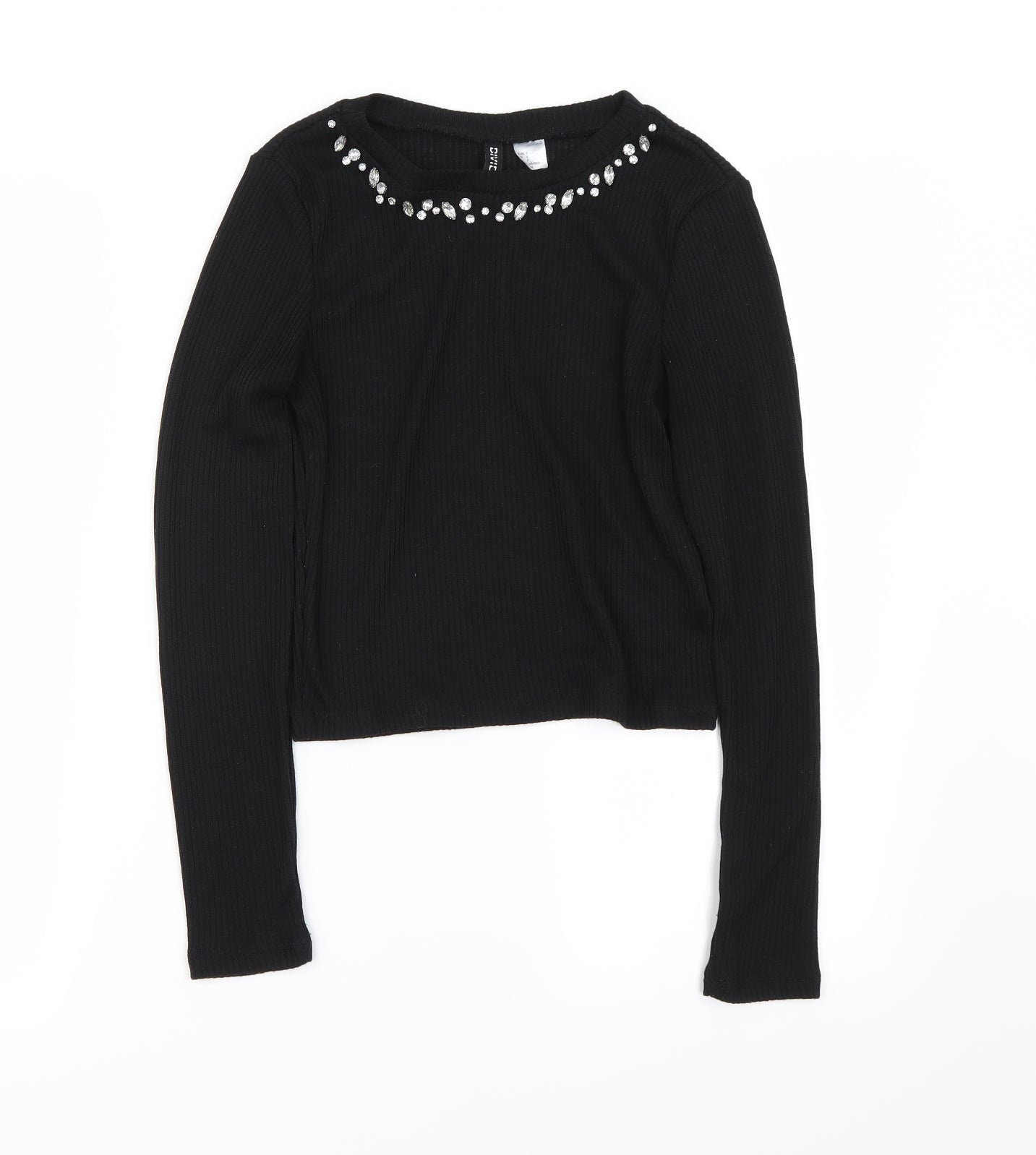 H&M Womens Black   Cropped T-Shirt Size S