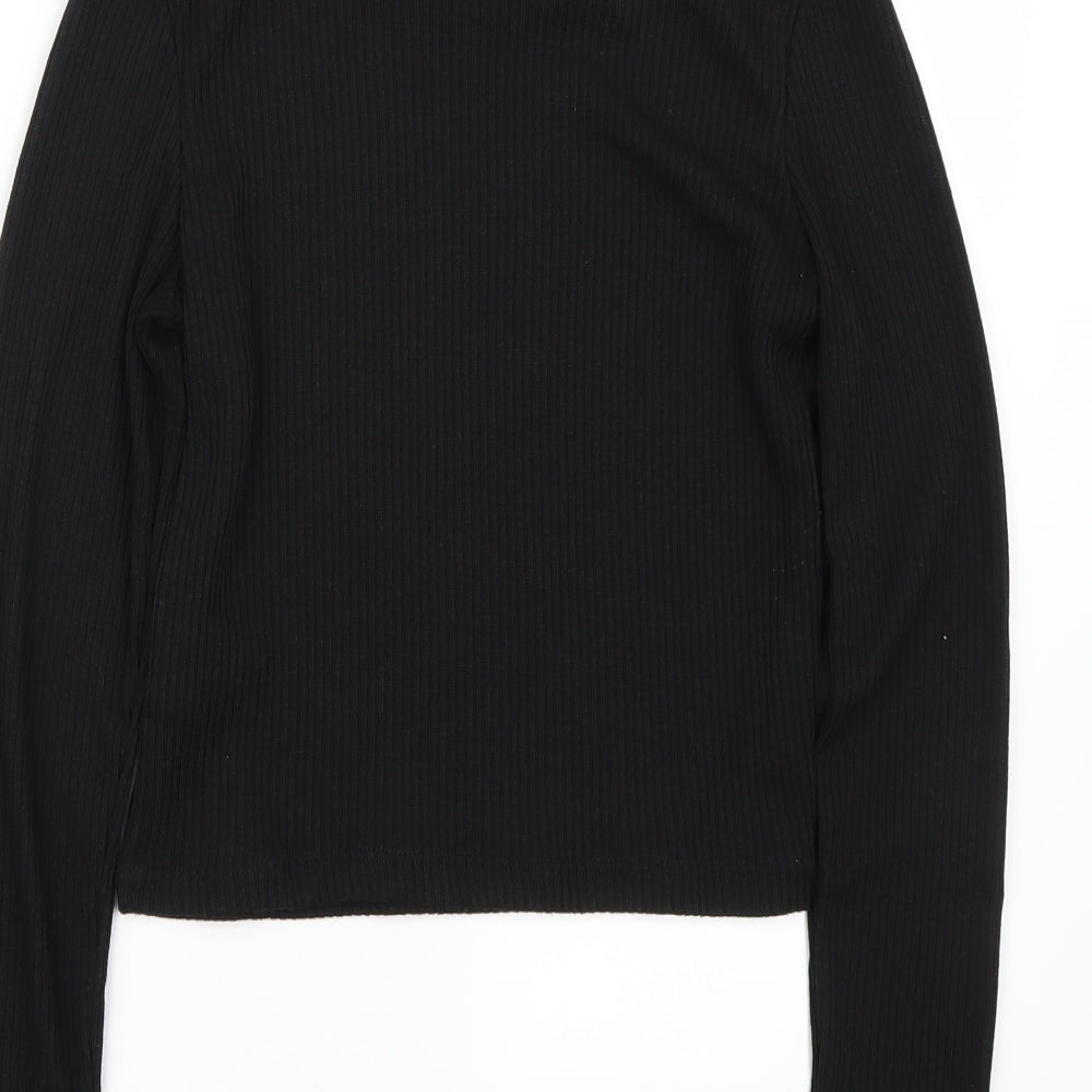H&M Womens Black   Cropped T-Shirt Size S