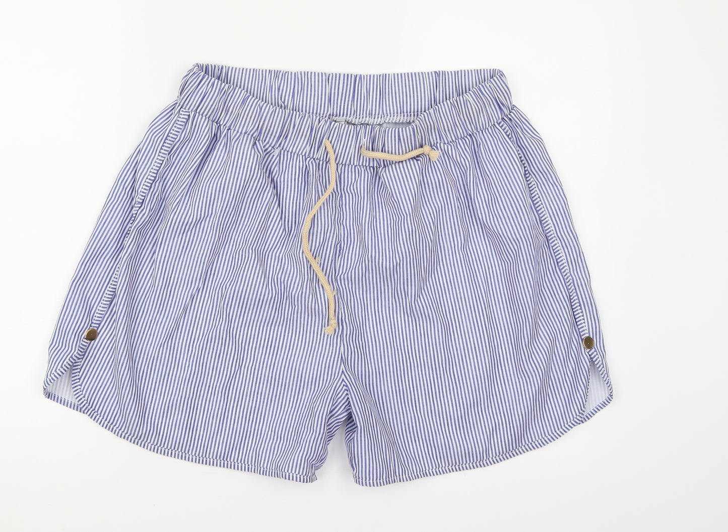 MissLook Womens Blue Striped  Sweat Shorts Size 2XL